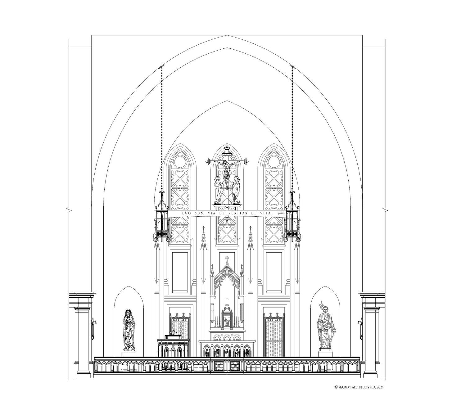 Rendering of the west elevation of the new church - UL