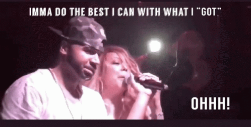 gif of Mariah Carey at a club, speaking into a mic declaring to a club "imma do the best i can with what i GHAT!" 