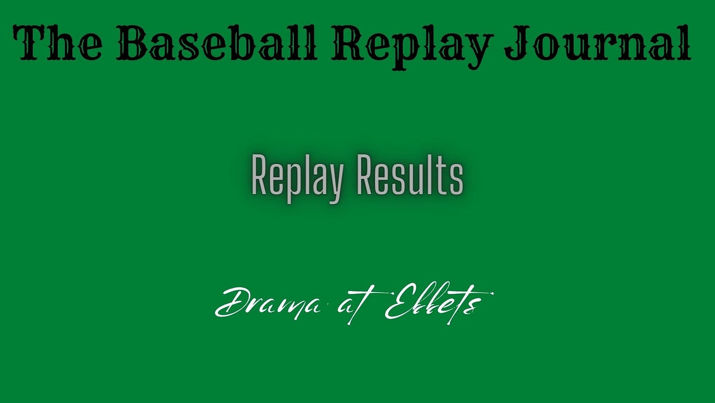 Baseball Replay Journal Ebbets Drama