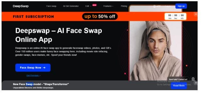 deepswap AI Face swap online app