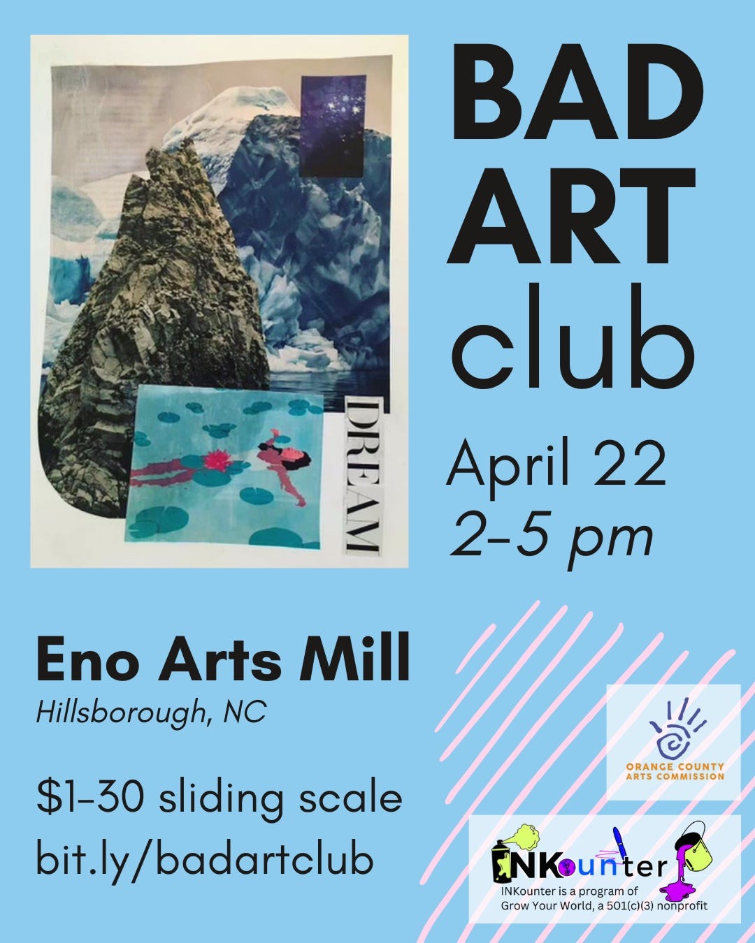 April Bad Art Club Promo poster featuring a collage