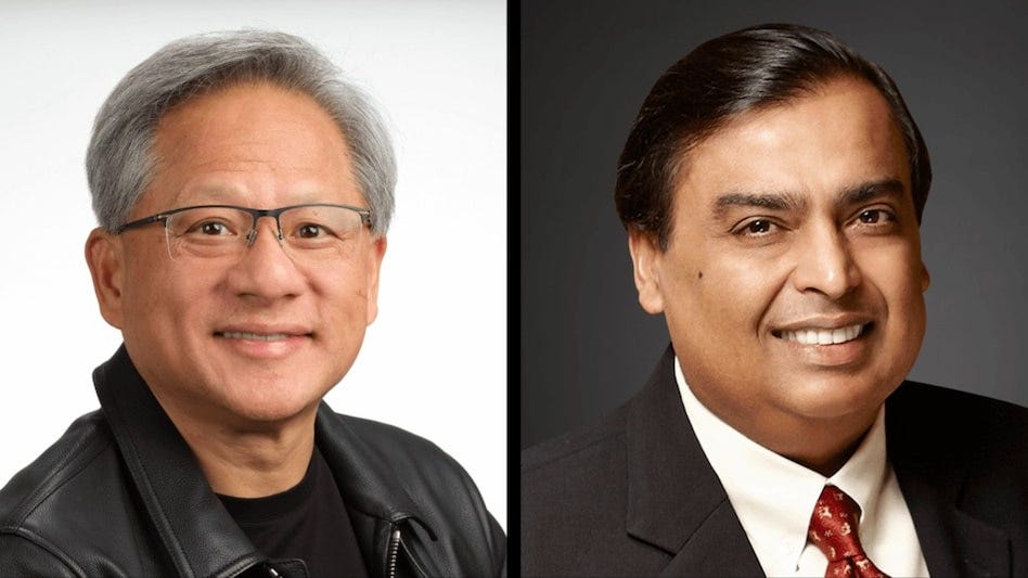 Nvidia is Vidya': Jensen Huang hails India's AI leadership alongside  Reliance Industries' Mukesh Ambani at Nvidia AI Summit 2024 - BusinessToday