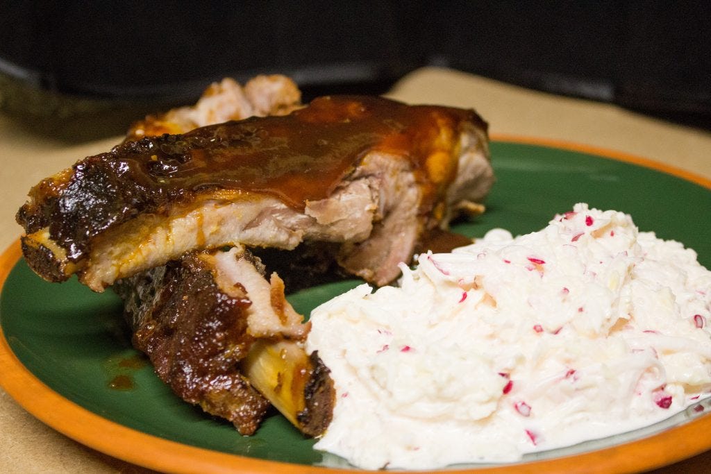 Berbere-spiced ribs and Slaw