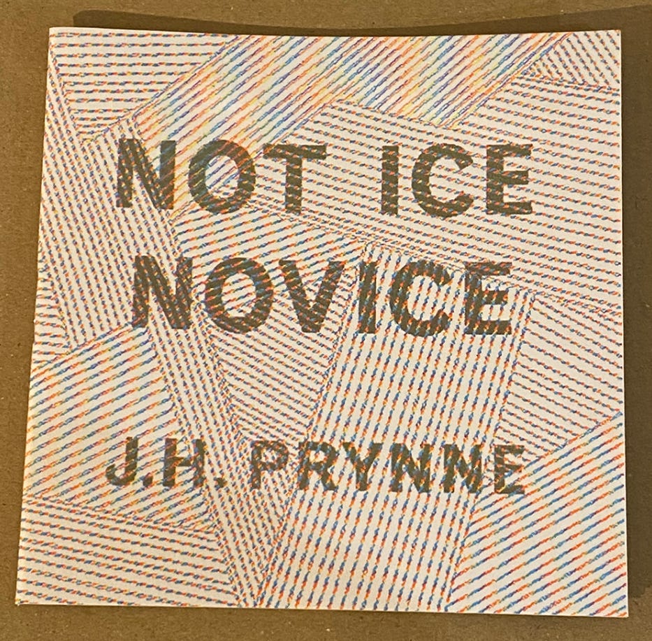 Cover of Not Ice Novice, a pamphlet by JH Prynne