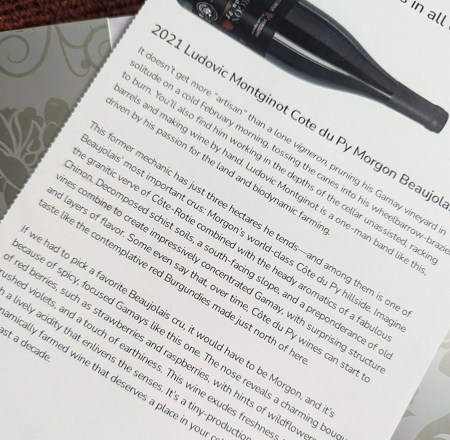 Wine Access stories about wine - 2021 Ludocvic Montginot Cote du Py Morgon Beaujolais