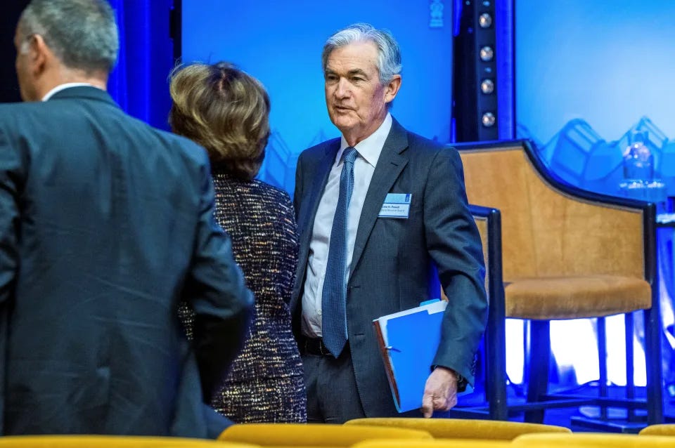 Federal Reserve Chair Jerome Powell attends the Central Bank Symposium at the Grand Hotel in Stockholm, Sweden, January 10, 2023. TT News Agency/Claudio Bresciani/via REUTERS      ATTENTION EDITORS - THIS IMAGE WAS PROVIDED BY A THIRD PARTY. SWEDEN OUT. NO COMMERCIAL OR EDITORIAL SALES IN SWEDEN.