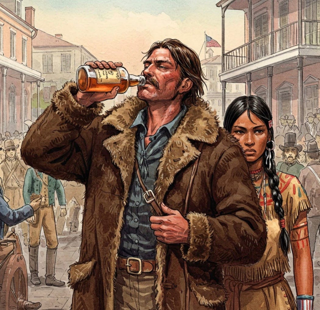 Creole fur trader and his Choctaw companion in 1804 when the Louisiana Purchase was signed. Creole fur trader and his Choctaw companion in 1804 when the Louisiana Purchase was signed.