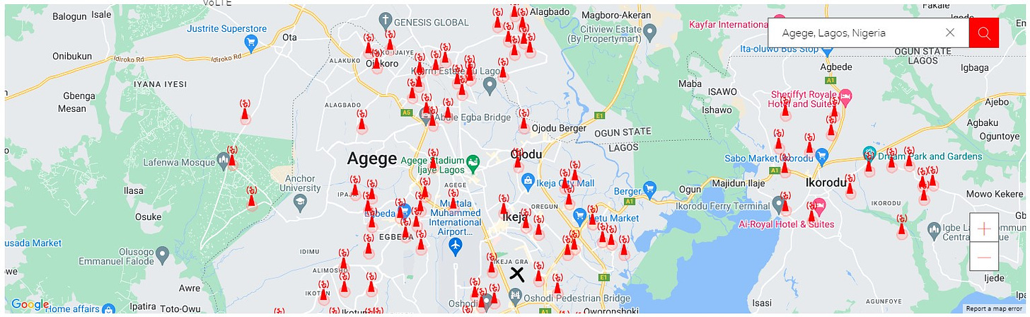 map showing airtel 5g coverage in lagos, nigeria