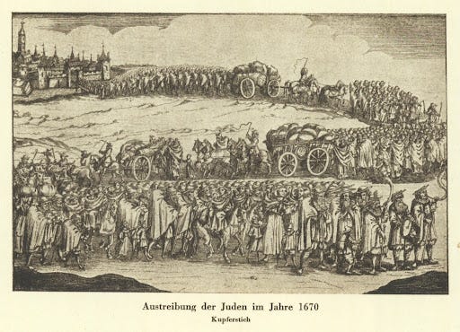 Expulsion of the Jews from Vienna 1670, Print from a contemporary pamphlet  on the expulsion of the Jews from Vienna and other places — Google Arts &  Culture