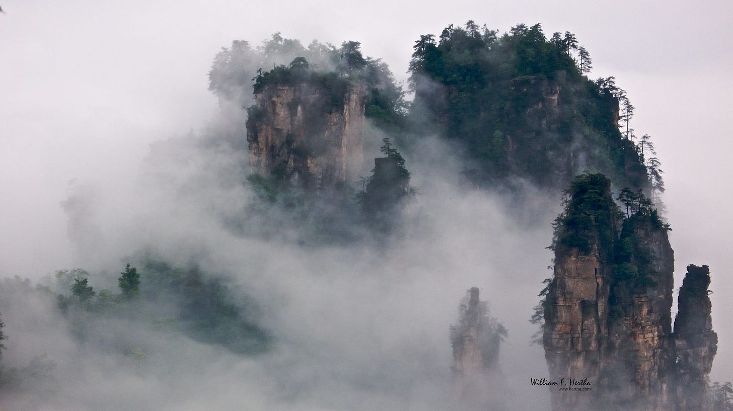 Walking through the Tianzi Mountains