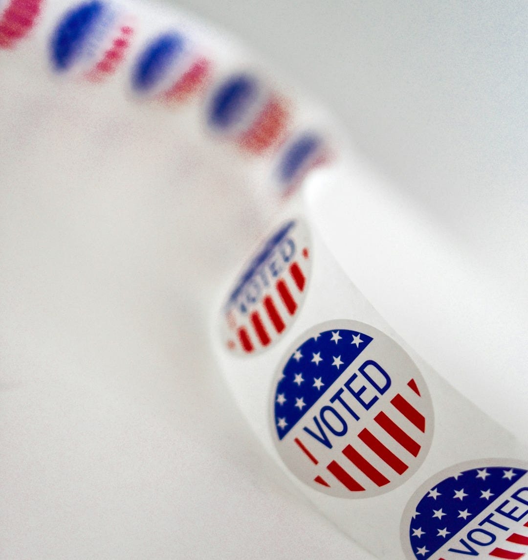 a close up of a toothbrush with the word vote written on it