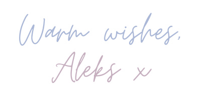 a signature at the end of the post saying "warm wishes, Aleks"