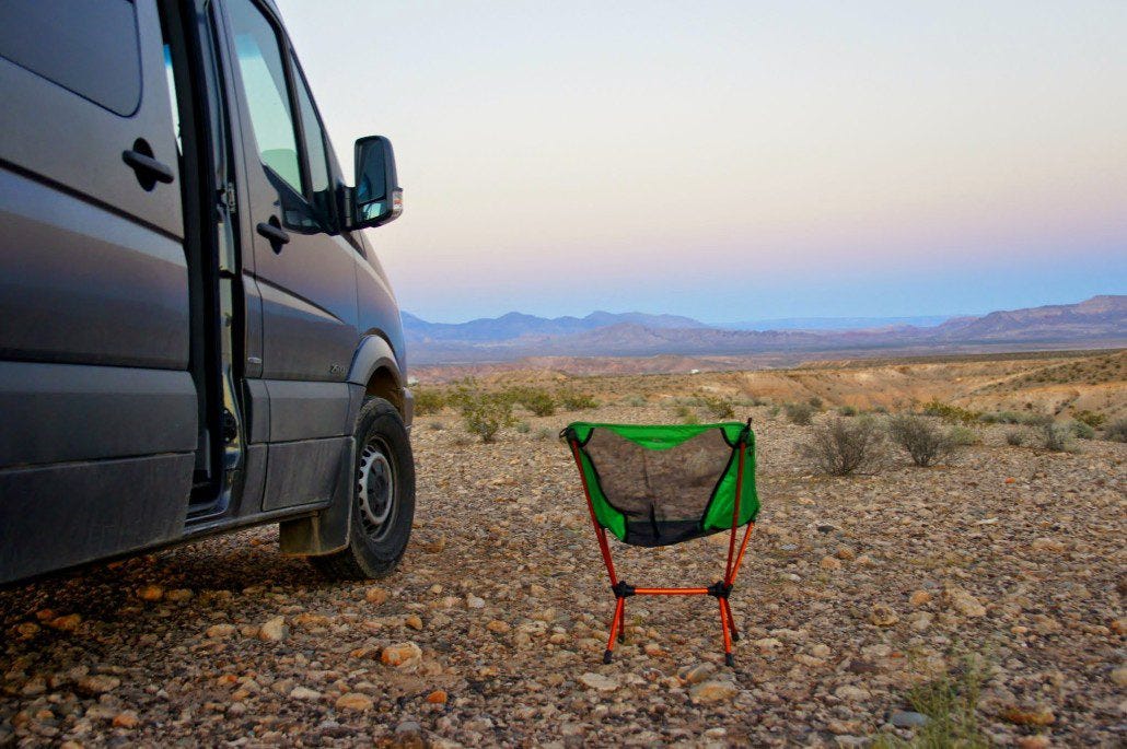 Enjoying free camping near the Valley of Fire in Nevada.