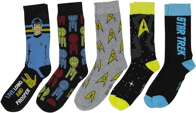Hypnotic Hats Star Trek The Original Series Spock Crew Socks 5 Pair Pack