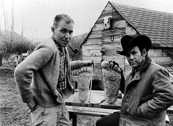 Bildagentur | mauritius images | Rene Dahinden (Left) Holds Cast Of  Footprint Found At Bluff Creek,California,Left By Bigfoot Filmed By Roger  Patterson (Right) In 1967, Patterson Holds Cast Of Footprint Found At