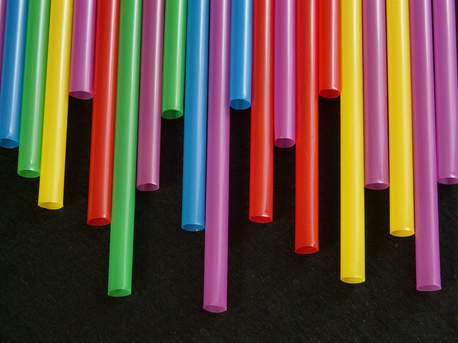 Close shot of colourful plastic straws