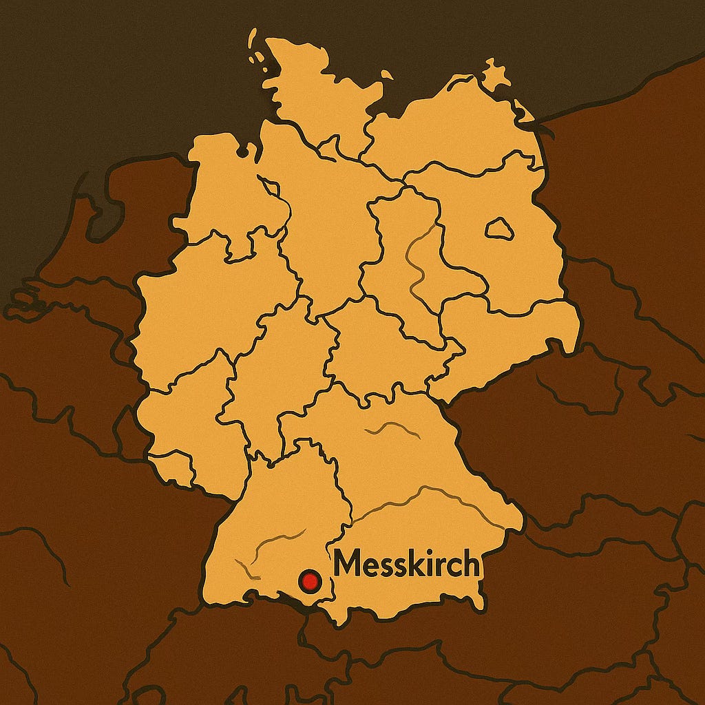 Illustration of Germany with Messkirch Pinpointed