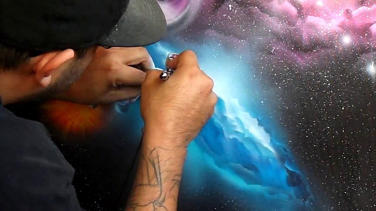 Airbrush speed painting (repainting Galaxy) iwata Eclipse HP-CS | Air ...