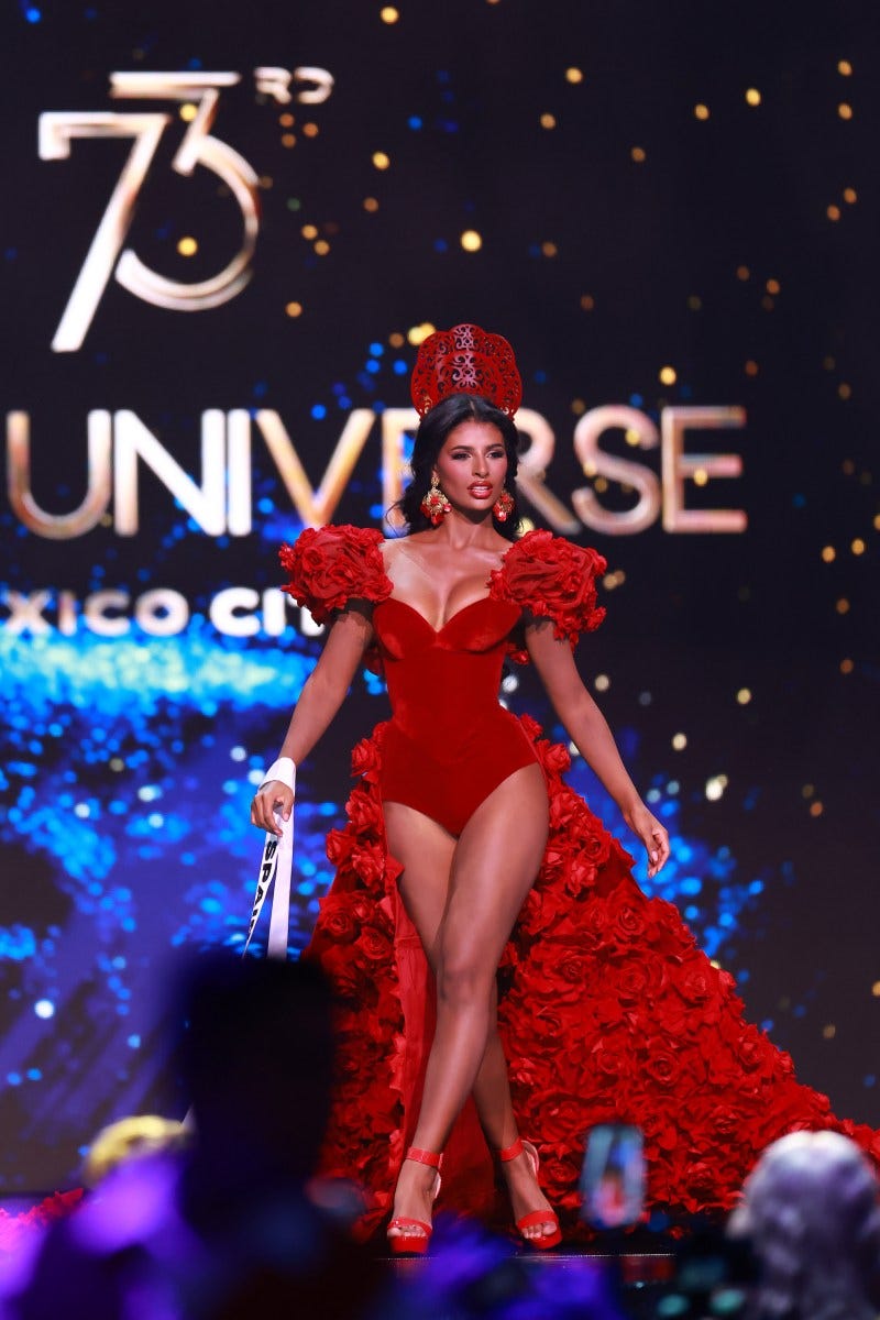 MEXICO CITY, MEXICO - NOVEMBER 14: Miss Spain Michelle Jimenez participates in the The 73rd Miss Universe Competition - Preliminary Competition at Arena Ciudad de Mexico on November 14, 2024 in Mexico City, Mexico. (Photo by Hector Vivas/Getty Images)