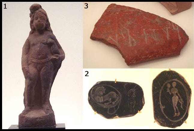 > Arretine Ware – high-quality red-glazed pottery from the Mediterranean, found in fragments.

> Amphorae – tall, two-handled jars the Romans used to store wine & oil.

> Rouletted Ware – distinctive black or grey dishes with a decorated base, featuring a characteristic design. 