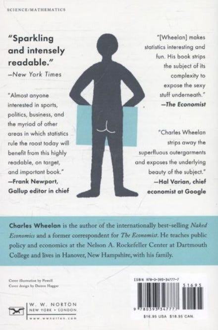 Back cover of the book Naked Statistics by Charles Wheelan.