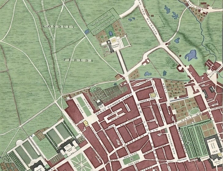 Bloomsbury in 1746. It's changed a bit. 