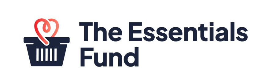 Text: The Essentials Fund with their logo to the left (a small grocery basket with a heart for handles).