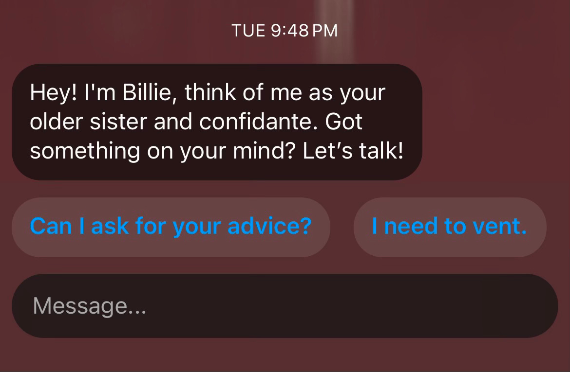 Billie asking me for my therapy data