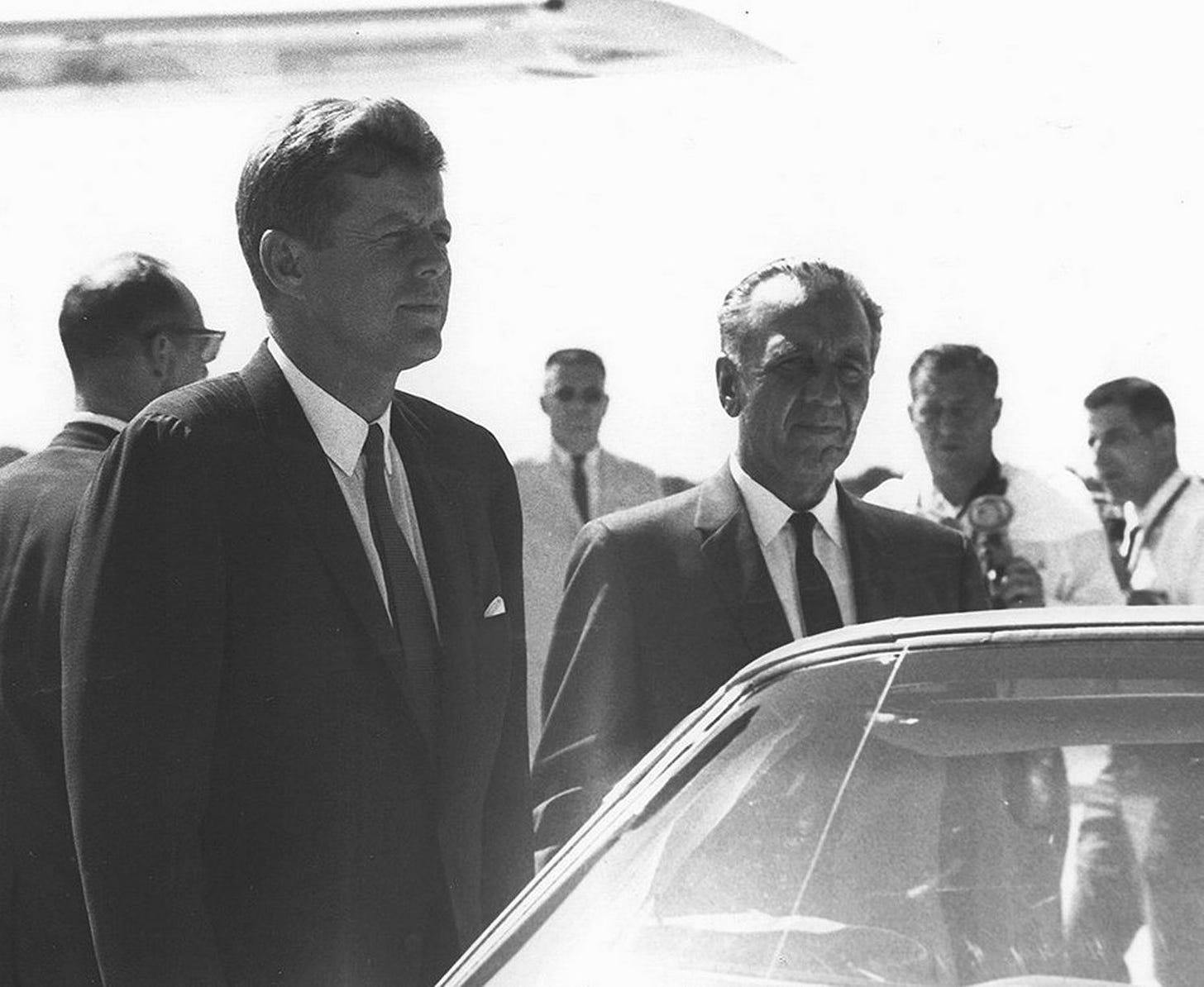 Former Nazi scientist turned head of NASA, Kurt Debus, with President John F Kennedy in 1962
