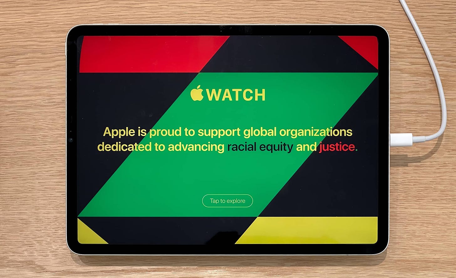 Apple Watch demo iPad with Black Unity video loop.