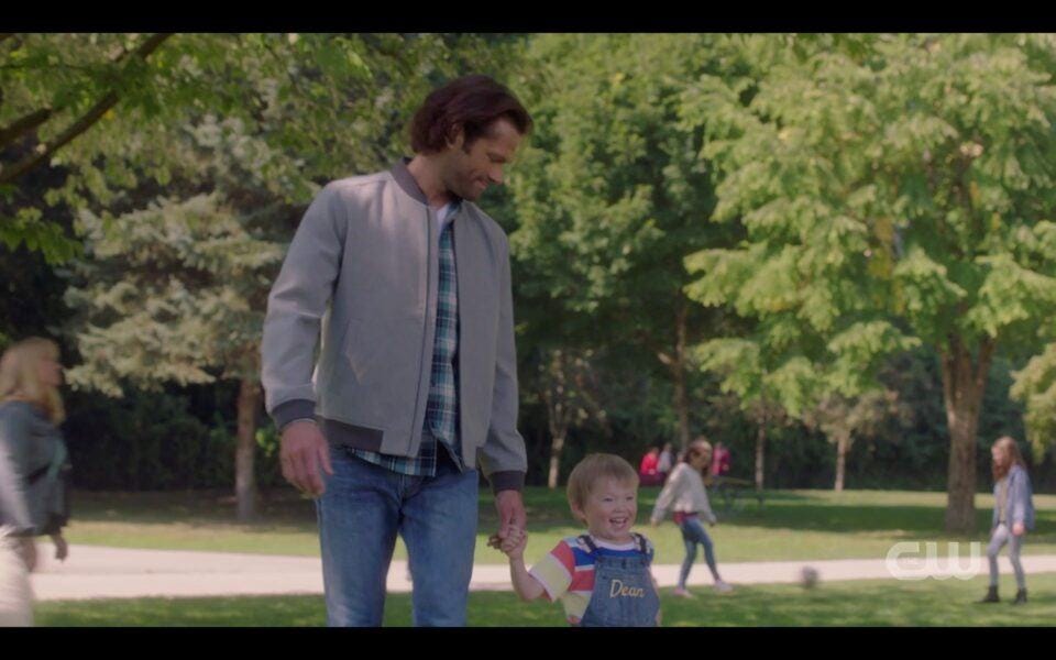 SPN Sam Winchester walking in park with Dean Jr 1520