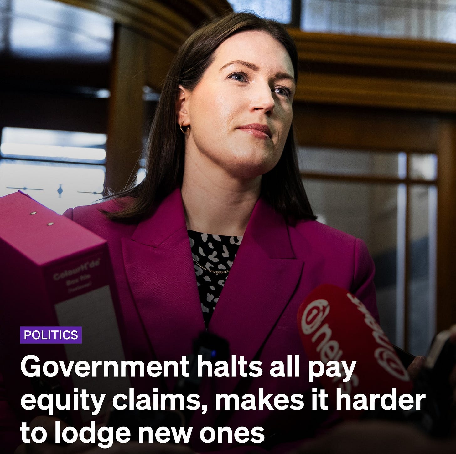 RNZ headline about the government cancelling pay equity claims.