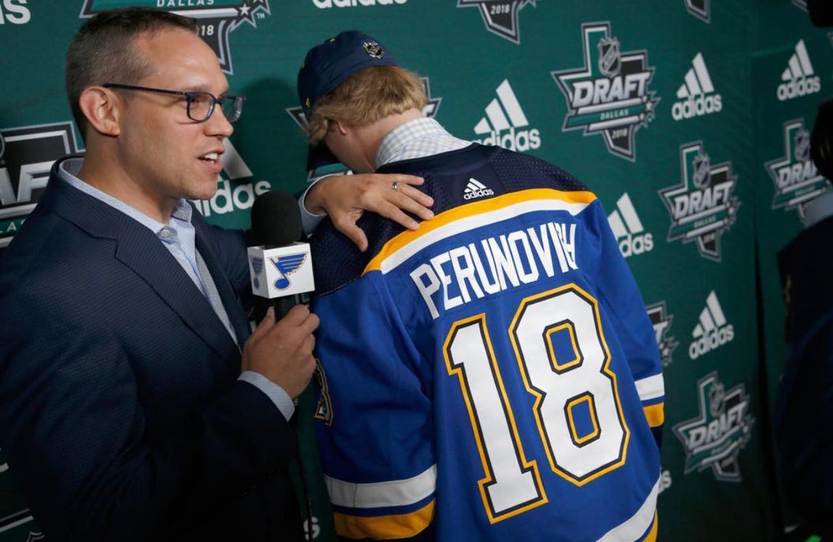 File:Scott Perunovich St. Louis Blues 2nd round pick 2018 NHL Draft. Talking with Andy Strickland File:Scott Perunovich St. Louis Blues 2nd round pick 2018 NHL Draft. Talking with Andy Strickland