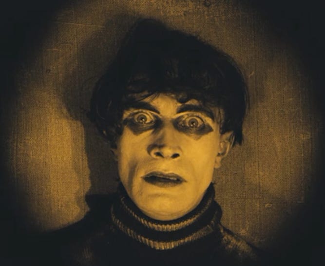 A still of actor Conrad Veidt in The Cabinet of Dr. Caligari.