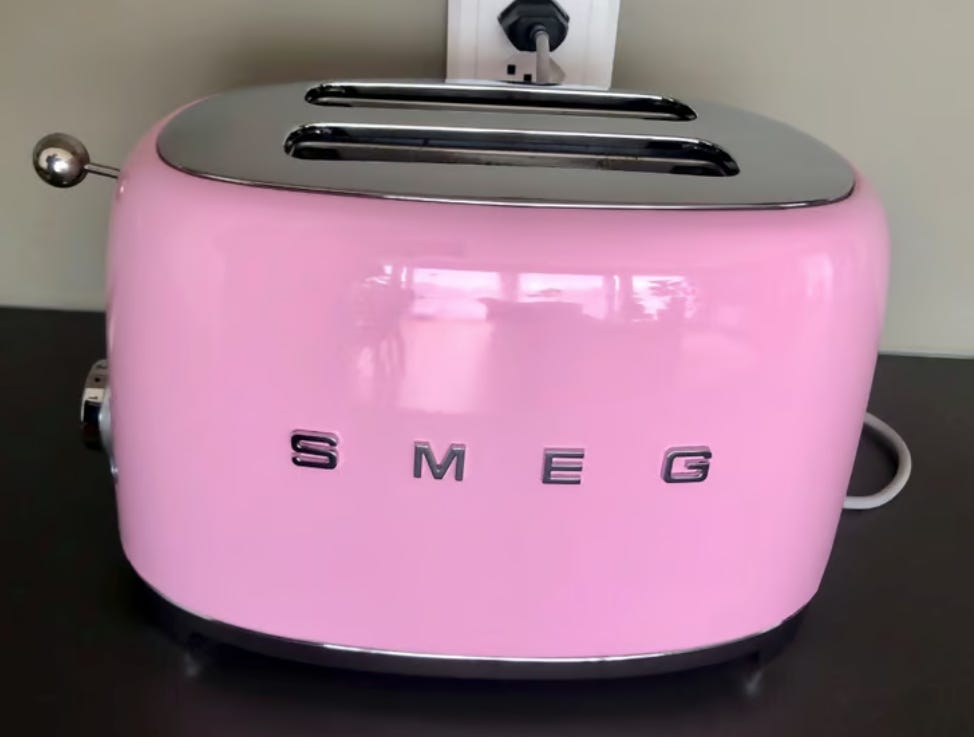 A pink SMEG toaster