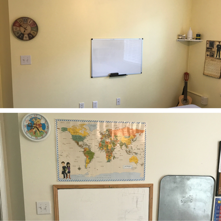 How to create a homeschool room for active learners. Distraction free learning for ADHD, dyslexia, and sensory processing disorder. 