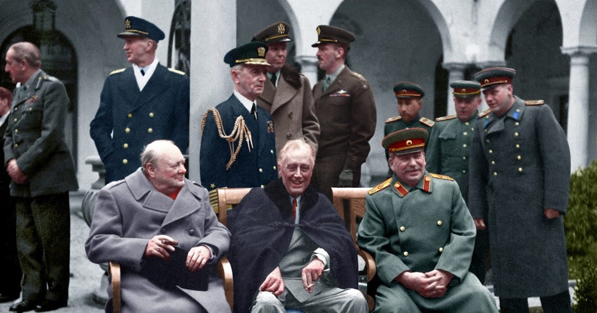 Colors for a Bygone Era: The Big Three during the Yalta Conference, also known as the Crimea ...
