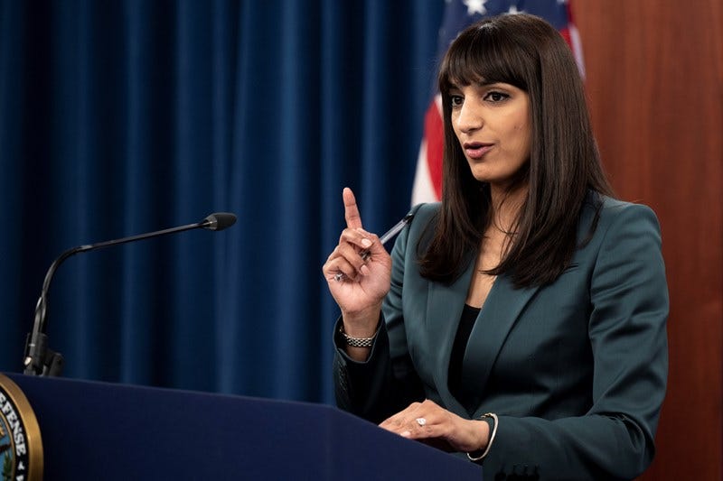Pentagon Deputy Press Secretary Sabrina Singh holds a press briefing in the Pentagon Press Briefing Room, Washington, January 19, 2023 (DoD) Pentagon Deputy Press Secretary Sabrina Singh holds a press briefing in the Pentagon Press Briefing Room, Washington, January 19, 2023 (DoD)