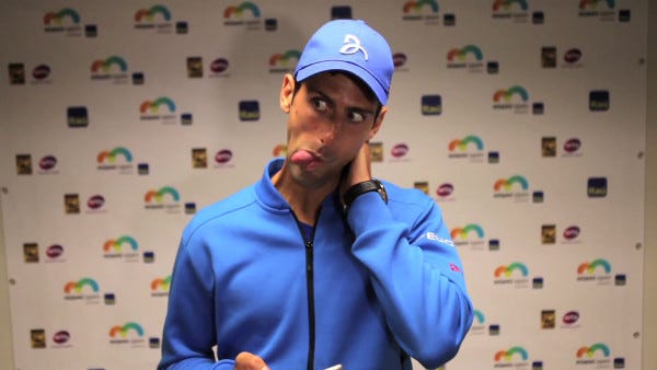 novak djokovic making funny face for 2015 miami open