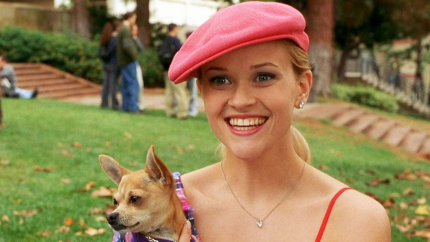 Elle Woods and Bruiser Woods at Harvard in Legally Blonde