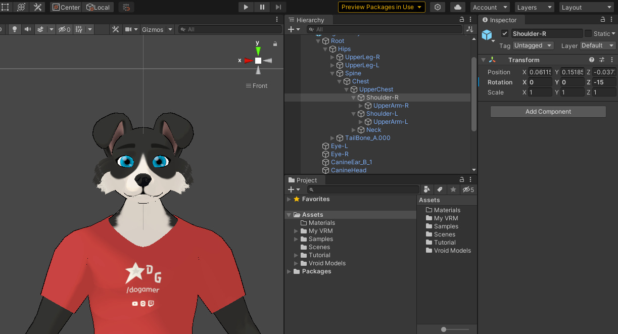 Model sample (Dogamer Boy) armature hierarchy view