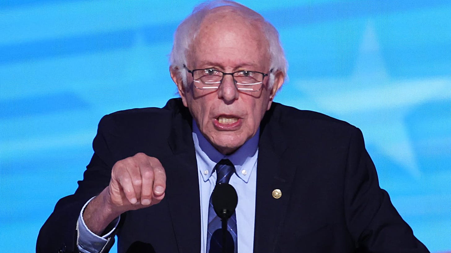 Senator Bernie Sanders (I-VT) speaks during Day 2 of the Democratic National Convention (DNC) in Chicago, Illinois, U.S., August 20, 2024. REUTERS/Mike Segar