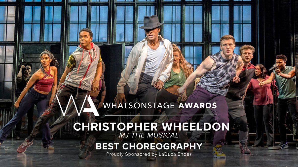 The WhatsOnStage Award for Best Choreography goes to Christopher Wheeldon for MJ the Musical!