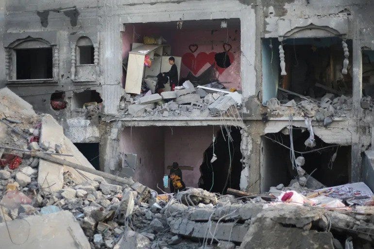 Destroyed building in the Gaza Strip, Palestine.