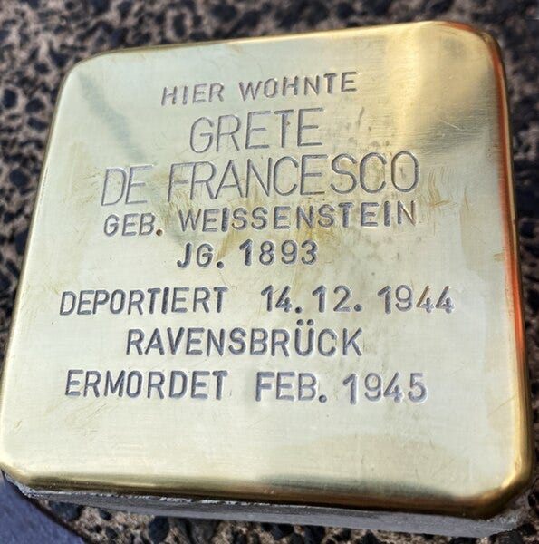 File:Grete De Francesco Stolperstein 2022.jpg