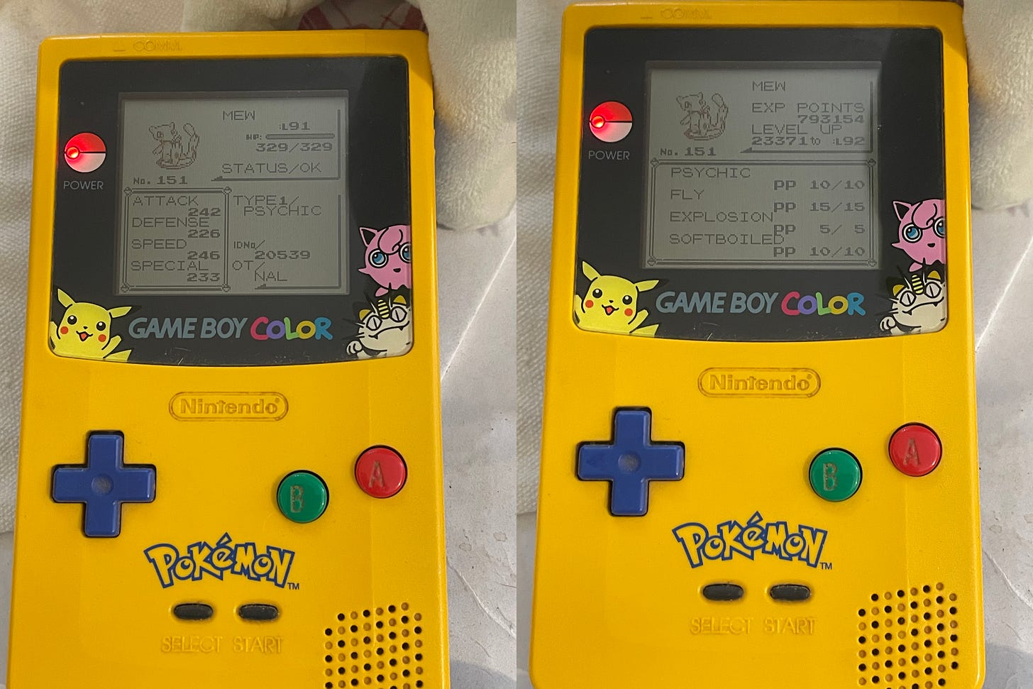 The PokéTour Mew that was sent to Tony's copy of Pokémon Yellow back in 1999