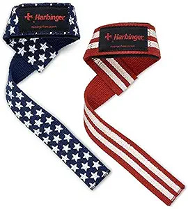 Harbinger Padded Cotton Lift Straps - Soft, Supportive Neotek Wrist Pads - 21.5&#34; Length, 1.5&#34; Width - Reinforced Edges &amp; Heavy-duty Stitching - Cushions Wrists for Lifting Support