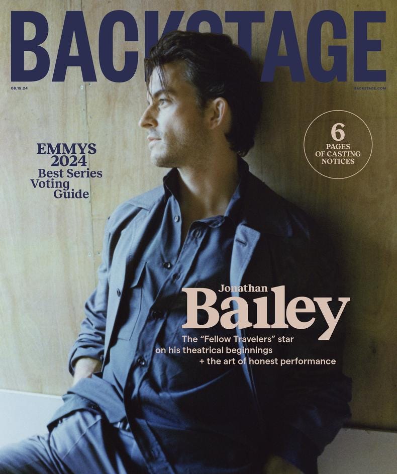 Jonathan Bailey on the cover of Backstage magazine