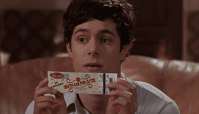 Seth Cohen from The OC holds a ticket to Death Cab for Cutie