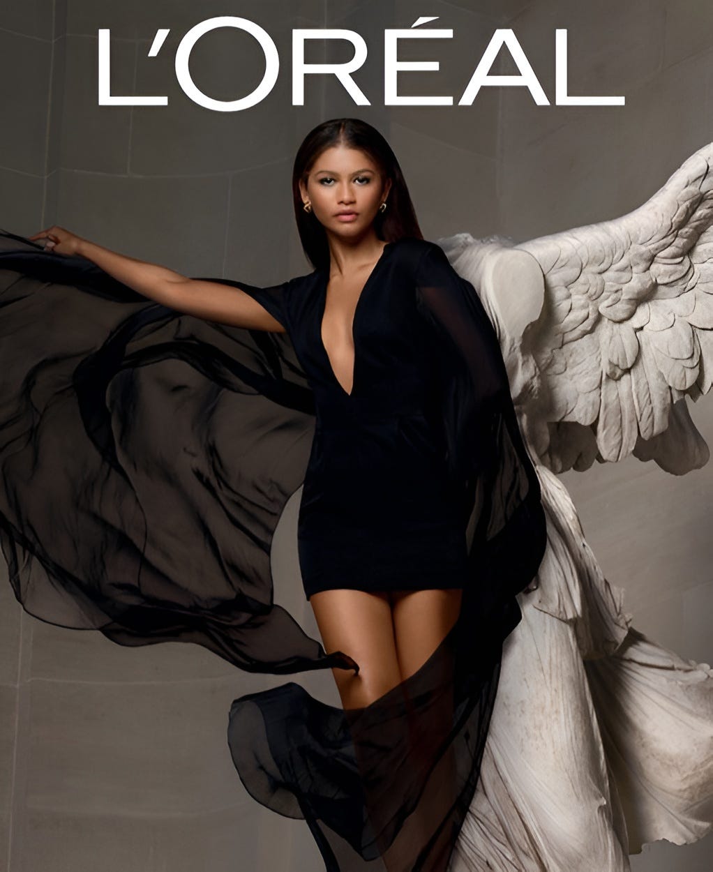 Zendaya Coleman, featured in a collaboration between Lancôme and the Louvre.